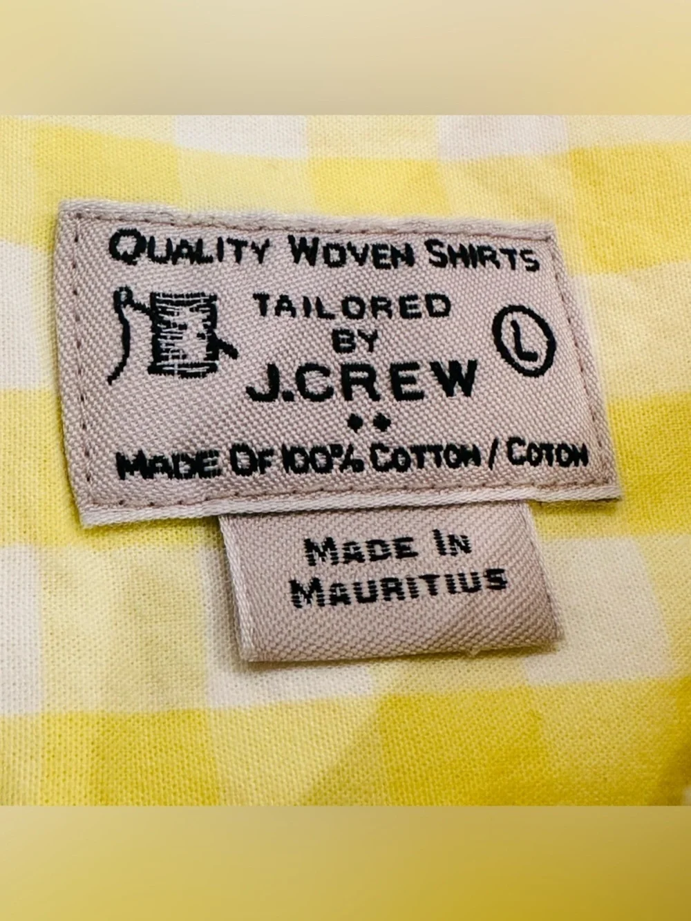 Vintage J. Crew Yellow Gingham Button Down Shirt Mens L Preppy Colorful Y2K 90s